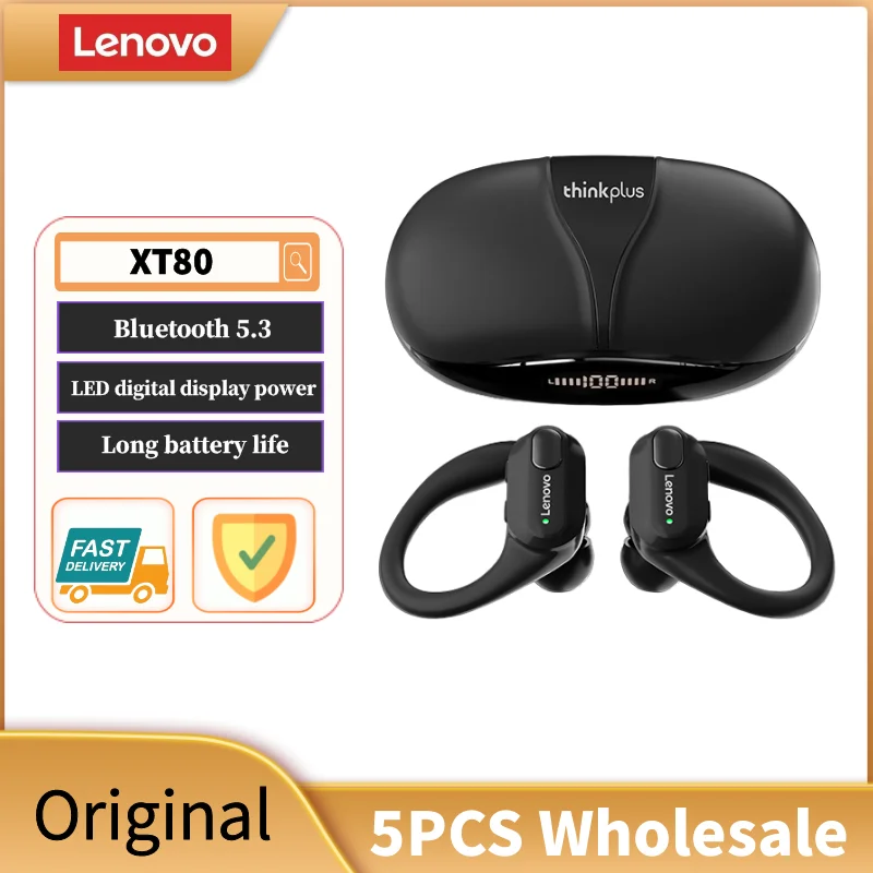 Sea8d286471a245d28cd38952acd988a5Y.webp Lenovo XT80 Bluetooth 5.3 Earphones True Wireless Headphones with Mic Button Control Noise Reduction Earhooks Waterproof Headset - Image 1